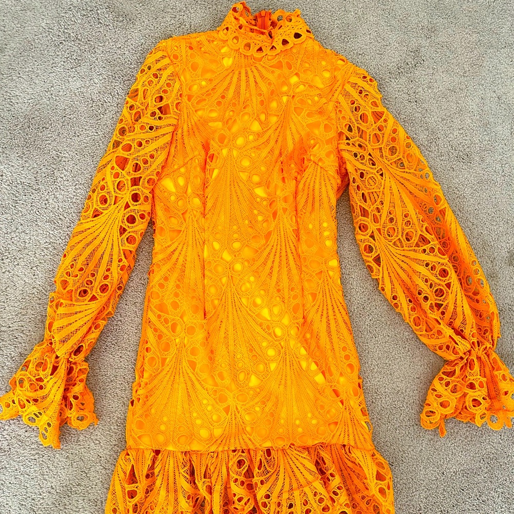 Pretty Little Things Crochet Dress- Mustard Yellow